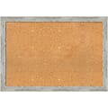 Amanti Art Rectangular Non-Magnetic Cork Bulletin Board, Natural, 40” x 28”, Dove Graywash Narrow Plastic Frame 1 thumbnail image