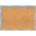 Amanti Art Rectangular Non-Magnetic Cork Bulletin Board, Natural, 40” x 28”, Dove Graywash Narrow Plastic Frame