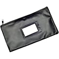 Nadex Coins Bank Deposit Bag, 1 Pack, Black - 6" Width x 11" Length - Zipper Closure - Black - Faux Leather, Vinyl - 1Pack - Coin, Document, Receipt, Office Supplies, Note, Money, School Supplies, Map, Bank