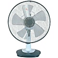 Optimus Oscillating Table Fan With Soft-Touch Switch, 13" x 12", White/Gray