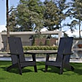 Flash Furniture Sawyer Modern All-Weather Poly Resin Wood Adirondack Chairs, Black, Set Of 2 Chairs 1 thumbnail image