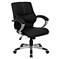 Flash Furniture Contemporary LeatherSoft™ Faux Leather Mid-Back Swivel Chair, Black/Silver 1 thumbnail image