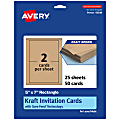 Avery® Printable Invitation Cards With Sure Feed® Technology, 5" x 7" Rectangle, Kraft Brown, Pack Of 50 1 thumbnail image