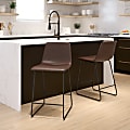 Flash Furniture LeatherSoft™ Faux Leather Counter-Height Bar Stools, Dark Brown, Set Of 2 Stools