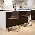 Flash Furniture LeatherSoft™ Faux Leather Counter-Height Bar Stools, Dark Brown, Set Of 2 Stools 1 thumbnail image