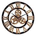 Baxton Studio Garrison Wall Clock, 24", Silver/Brown