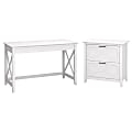 Bush Furniture Key West 48"W Writing Desk With 2-Drawer Lateral File Cabinet, Pure White Oak, Standard Delivery