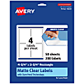 Avery® Permanent Labels With Sure Feed®, 94254-CMF50, Rectangle, 4-3/4" x 3-3/4", Matte Clear, Pack Of 200 1 thumbnail image