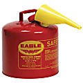 Eagle Type I Safety Can For Flammables With F-15 Plastic Funnel, 5 Gallon, Red