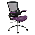 Office Star™ Work Smart Faux Leather Screen-Back Manager Chair With Padded Flip Arms, Purple/Black