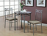 Monarch Specialties 30" Round Table With 2 Vertical-Slat Bistro Chairs, Cappuccino/Silver 1 thumbnail image