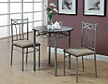 Monarch Specialties 30" Round Table With 2 Vertical-Slat Bistro Chairs, Cappuccino/Silver