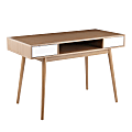 LumiSource Pebble 48"W Double Computer Desk, Natural/White 1 thumbnail image