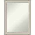 Amanti Art Narrow Non-Beveled Rectangle Wood-Framed Bathroom Wall Mirror, 27-3/4" x 21-3/4", Romano Silver
