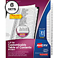 Avery® Ready Index® Dividers, 1-31 Tab & Customizable Table Of Contents, Letter Size, Black/White ,31 Dividers Per Pack, Set Of 6 Packs 1 thumbnail image