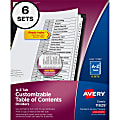 Avery® A-Z Tab Dividers, 8-1/2" x 11", Black/White, Pack Of 6 Sets