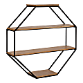 Kate and Laurel Lintz Octagon Wall Shelves, 24"H x 23-3/4"W x 6"D, Rustic Brown