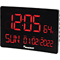 SKILCRAFT® LED Self-Set Digital Clock, 6"H x 12"W x 1/2"D, Black