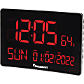 SKILCRAFT® LED Self-Set Digital Clock, 6"H x 12"W x 1/2"D, Black 1 thumbnail image