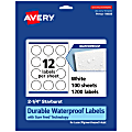 Avery® Waterproof Permanent Labels With Sure Feed®, 94608-WMF100, Starburst, 2-1/4", White, Pack Of 1,200