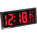 SKILCRAFT® LED Self-Set Digital Clock, 5-15/16"H x 14-7/16"W x 1-13/16"D, Black