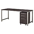 Bush Business Furniture 400 Series Table Desk with 3 Drawer Mobile File Cabinet, 72"W x 30"D, Storm Gray, Standard Delivery