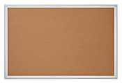 Office Depot® Brand Cork Bulletin Board, 18" x 24", Aluminum Frame With Silver Finish