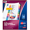 Avery® Ready Index® Binder Dividers, Customizable Table Of Contents, 31 Tab, Multicolor, Set Of 6 Sets