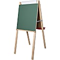 Flipside Child's Deluxe Double Non-Magnetic Dry-Erase Whiteboard/Chalkboard Easel, 42" x 24", Wood Frame With Pine Finish