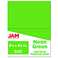 JAM Paper® Half-Page Mailing And Shipping Labels, Rectangle, 5-1/2" x 8-1/2", Neon Green, Pack Of 50 Labels 1 thumbnail image