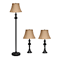 Elegant Designs Traditionally Crafted Lamp Set, Tan Shade/Restoration Bronze Base, Set Of 3