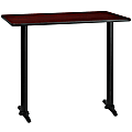 Flash Furniture Laminate Rectangular Table Top With Bar-Height Table Bases, 43-1/8"H x 30"W x 48"D, Mahogany/Black