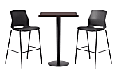 KFI Studios Proof Bistro Square Pedestal Table With Imme Bar Stools, Includes 2 Stools, 43-1/2”H x 30”W x 30”D, Cafelle Top/Black Base/Black Chairs 1 thumbnail image