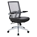 Office Star™ Space Seating 867 Series Ergonomic Mesh/Bonded Leather Mid-Back Chair, Black/Silver 1 thumbnail image