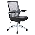 Office Star™ Space Seating 867 Series Ergonomic Mesh/Bonded Leather Mid-Back Chair, Black/Silver