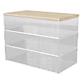 Martha Stewart Brody Plastic Storage Organizer Bins With Lids, 2"H x 3"W x 7-1/2"D, Clear/Light Natural, Set Of 3 Bins, BEPB45163WDCLNT 1 thumbnail image