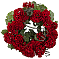 Nearly Natural Geranium Wreath, 17” x 4”, Red/Green 1 thumbnail image