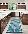 Linon Washable Indoor Rug, Nimue, 2' x 8', Teal/Ivory 1 thumbnail image