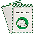 C-Line Safety Striped Shop Ticket Holders - 0.1" x 9.8" x 13.6" - Vinyl - 25 / Box - White, Green