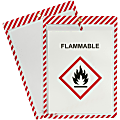 C-Line Safety Striped Shop Ticket Holders, 0.1"H x 9.8"W x 13.6"L, Vinyl, White, Red, 25 / Box 1 thumbnail image
