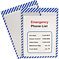 C-Line Safety Striped Shop Ticket Holders - 0.1" x 9.8" x 13.6" - Vinyl - 25 / Box - Blue, White