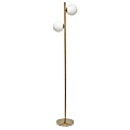 Simple Designs Tree Floor Lamp With Dual White Glass Globe Shades, 66"H, White Shades/Gold Base 1 thumbnail image