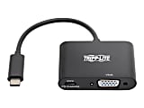 Tripp Lite USB-C to VGA Adapter w/PD Charging - USB 3.1 Gen 1, 1920 x 1080 (1080p), Thunderbolt 3, Black, USB Type C to VGA - Docking station - USB-C 3.1 / Thunderbolt 3 - VGA