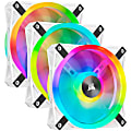 Corsair iCUE QL120 RGB 120mm PWM White Fan - Triple Fan Kit With Lighting Node CORE - 3 Pack - 4.72" Maximum Fan Diameter - 3 x Fan(s) - 312.7 gal/min Maximum Airflow - 1500 rpm - Hydraulic Bearing - RGB LED - White - 3 pc(s) - Case