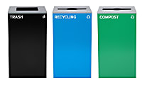 Alpine Industries Stainless-Steel Open Top Mixed Recycling, Compost And Trash Can Set, 29 Gallons Black/Blue/Green - ALP4450-BLK-KIT27 1 thumbnail image