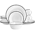 Martha Stewart 16-Piece Black Rimmed Fine Ceramic Dinnerware Set, Black 1 thumbnail image