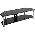 AVF SDC1400CM-A: Classic - Corner Glass TV Stand with Cable Mangement - Up to 65" Screen Support - 176.37 lb Load Capacity - 2 x Shelf(ves) - Tempered Glass, Metal, Stainless Steel - Black, Chrome, Silver 1 thumbnail image