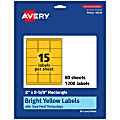 Avery® Printable Labels With Sure Feed® Technology, 94235-BYP80, Rectangle, 2" x 2-5/8", Matte Bright Yellow, Pack of 1200 1 thumbnail image