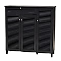 Baxton Studio Coolidge Finished 11-Shelf Wood Shoe Storage Cabinet With Drawer, Dark Gray