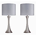 LumiSource Lenuxe Contemporary Table Lamps, 24-1/4”H, Gray & Silver Shade/Bushed Nickel Base, Set Of 2 Lamps 1 thumbnail image